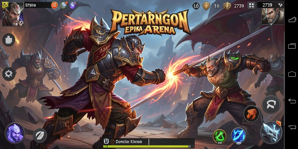Gameplay Fighting seru dan mendebarkan di arena pertarungan.
