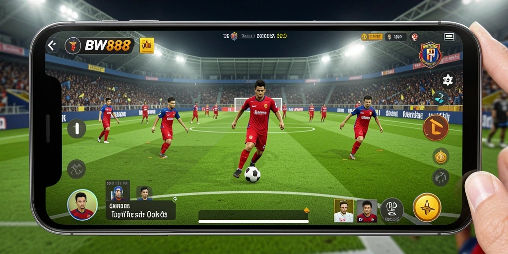 Tampilan gameplay BW888 yang seru dan intens di lapangan sepak bola.