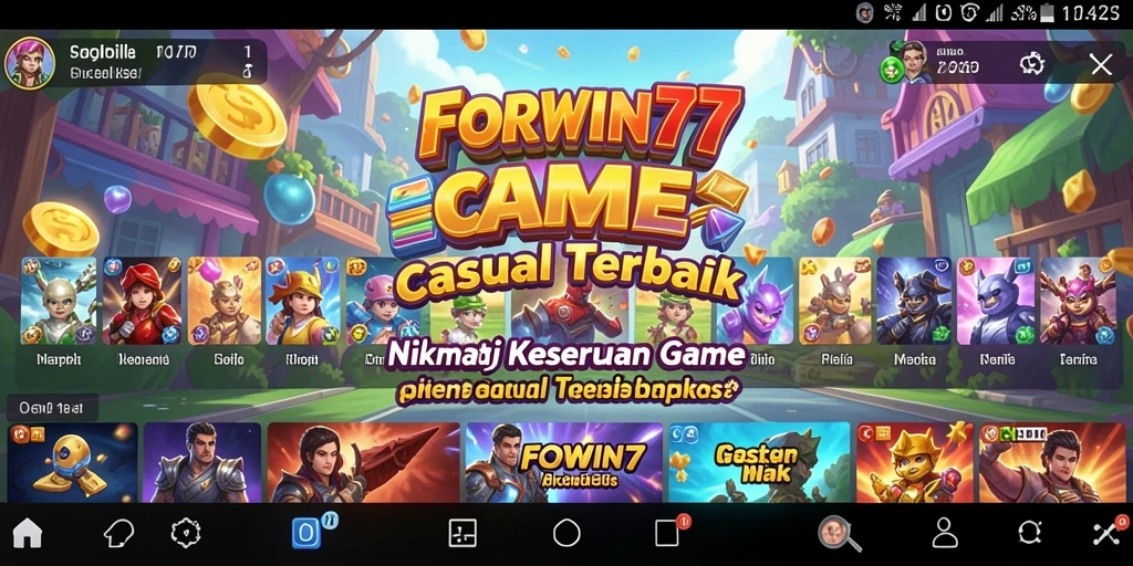 Tampilan gameplay FORWIN77 yang menyenangkan dan menawan.