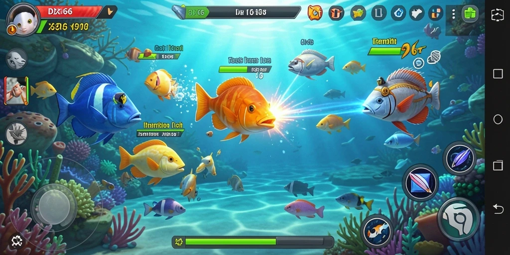 Tampilan gameplay seru dalam permainan Tembak Ikan IDX66.