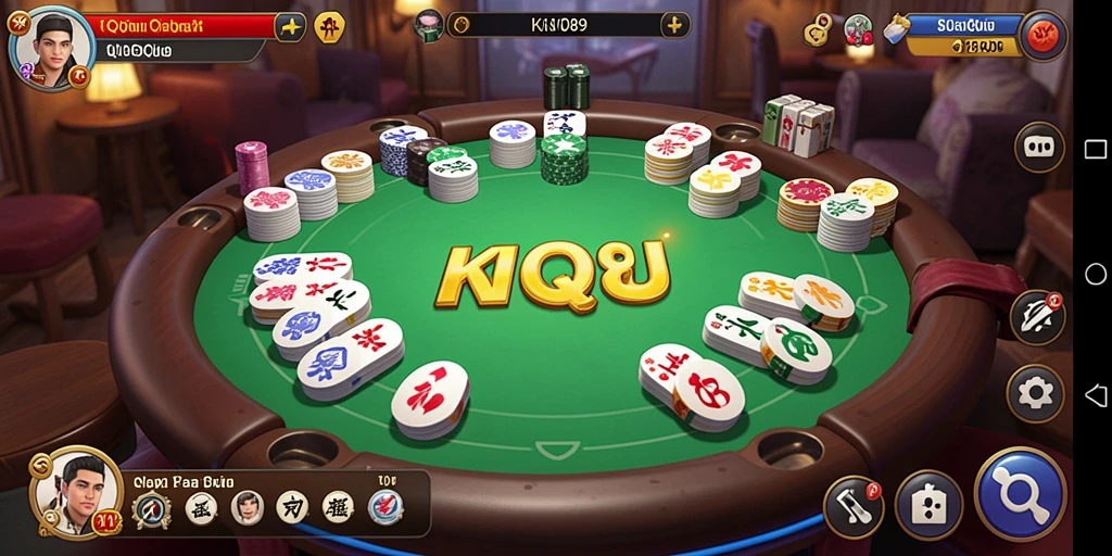 Screenshot gameplay QiuQiu dengan tampilan kartu dan pemain.