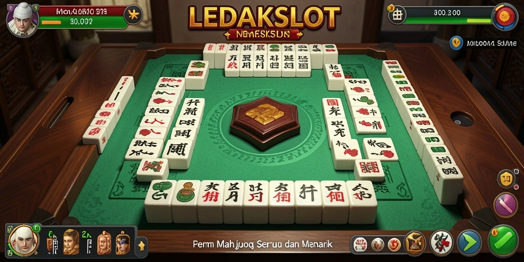 Screenshot dari gameplay LEDAKSLOT yang menampilkan momen seru bermain Mahjong.