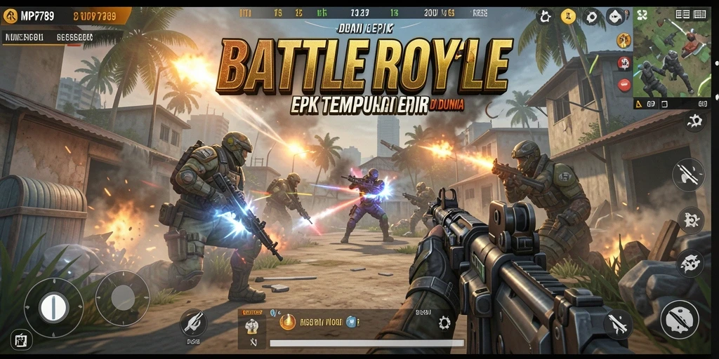 Tangkapan layar menampilkan momen intens pertempuran di game Battle Royale.