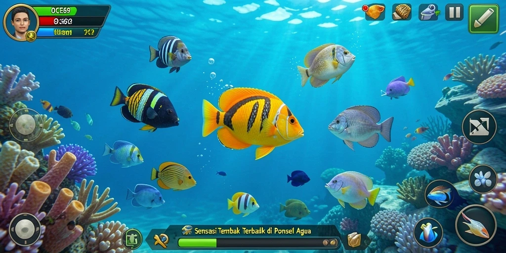 Tampilan gameplay seru saat menangkap ikan di OCE69.